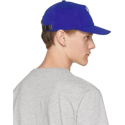 Shop Alexander Mcqueen Blue Dancing Skeleton Cap In 4367workblu