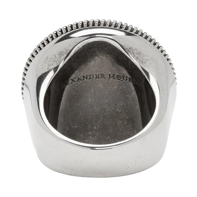 Shop Alexander Mcqueen Silver Crow Medallion Ring In 0446 Silver