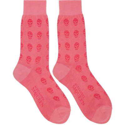 Shop Alexander Mcqueen Pink Short Skull Socks In 5972pink