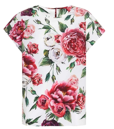 Shop Dolce & Gabbana Floral Cotton Top In Multicoloured