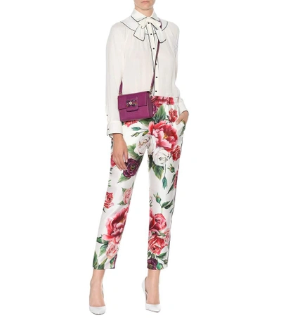 Shop Dolce & Gabbana Floral Silk Twill Pants In Multicoloured