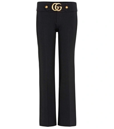 Shop Gucci Stretch Trousers With Double G In Black