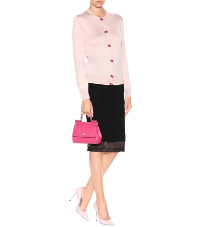 Shop Dolce & Gabbana Embellished Silk Cardigan In Pink