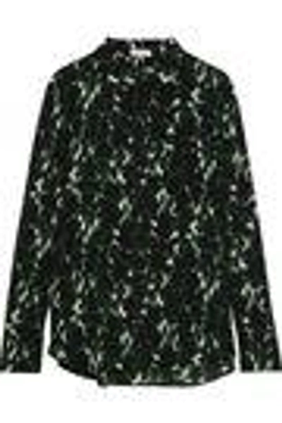 Shop A.l.c Woman Printed Silk Crepe De Chine Shirt Emerald