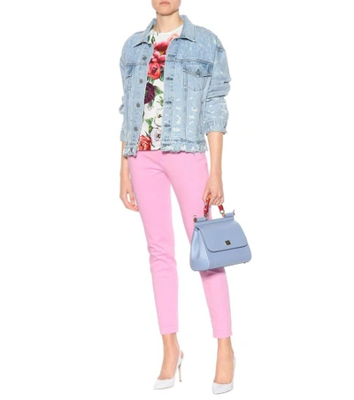 Shop Dolce & Gabbana Embellished Skinny Jeans In Pink