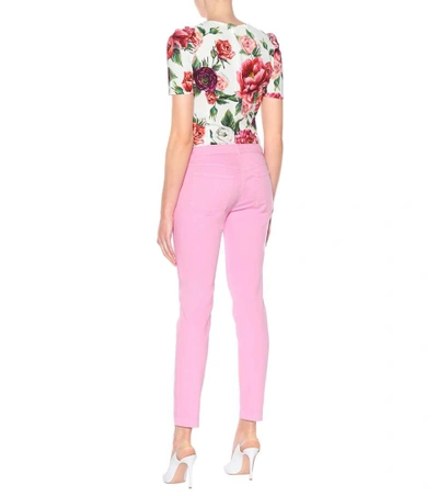 Shop Dolce & Gabbana Embellished Skinny Jeans In Pink