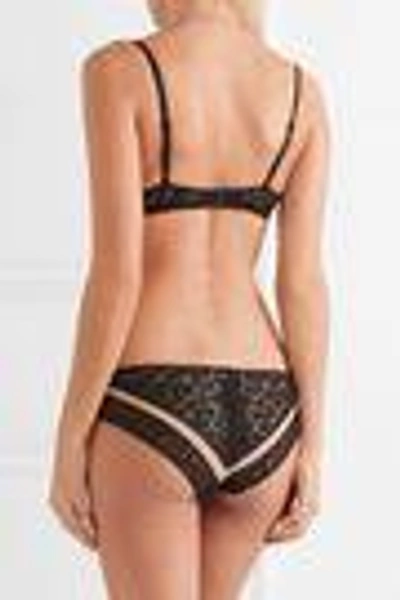 Shop Calvin Klein Underwear Woman Tease Tulle-trimmed Stretch-lace Balconette Bra Black