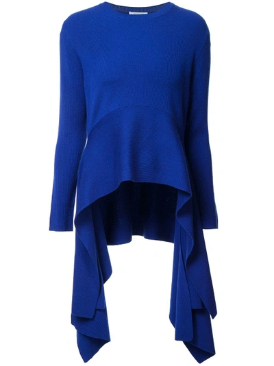 Shop Altuzarra Asymmetric Draped Hem Sweater - Blue