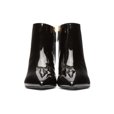 Shop Prada Black Patent Pointed Boots In F0002 Black