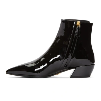 Shop Prada Black Patent Pointed Boots In F0002 Black