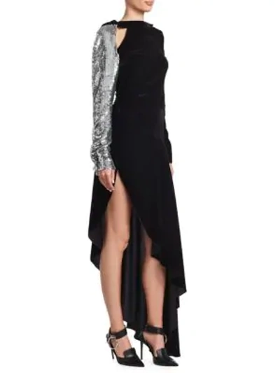 Shop Monse Velvet Embellished Flared Gown In Black