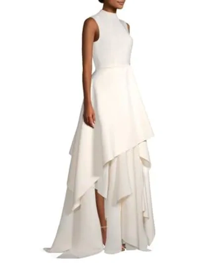 Shop Solace London Serafine Sleeveless Tiered Gown In Cream