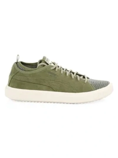 Shop Puma Breaker Suede Mesh Sports Sneakers In Olive