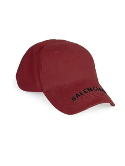 Shop Balenciaga Logo Cotton Baseball Cap In Black