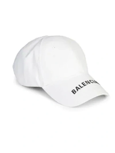 Shop Balenciaga Men's Logo Cotton Baseball Cap In White