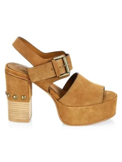 Shop See By Chloé Marta Suede Platform Heels In Tan