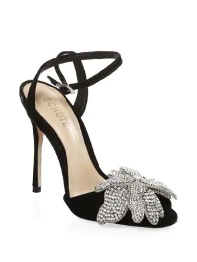 Shop Schutz Ayanne Jeweled Suede Stilettos In Black