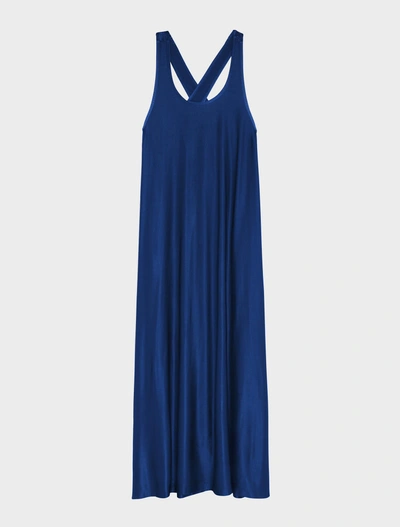 Shop Donna Karan Maxi Dress With Criss Cross Back In Blue