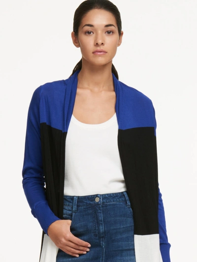 Shop Donna Karan Waterfall Front Cardigan In Ink Blue