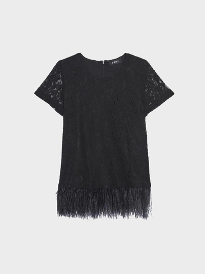 Shop Donna Karan Lace Hem Top In Black