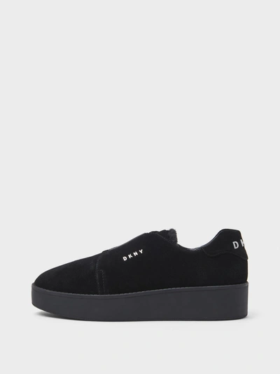 Shop Donna Karan Parker Suede Platform Slip On Sneaker In Black