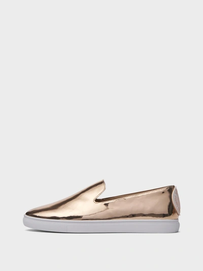 Shop Donna Karan Jillian Metallic Slip On Sneaker In Rose Gold