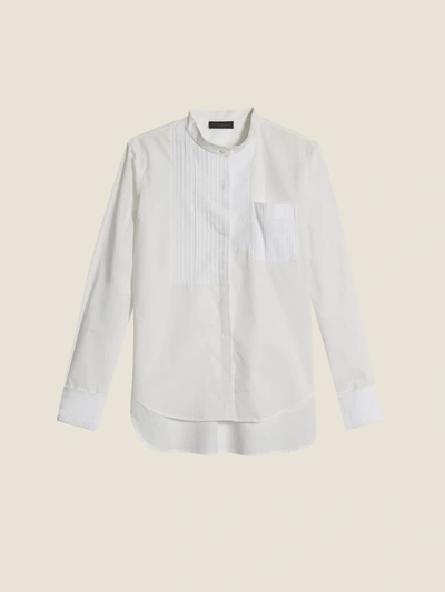 Shop Donna Karan Poplin Pleated Shirt In White