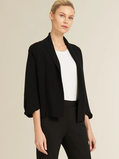 Shop Donna Karan Knotted Sleeve Open-front Cardigan In Black