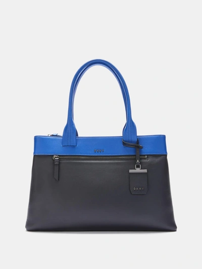 Shop Donna Karan Nappa Leather East-west Tote In Navy