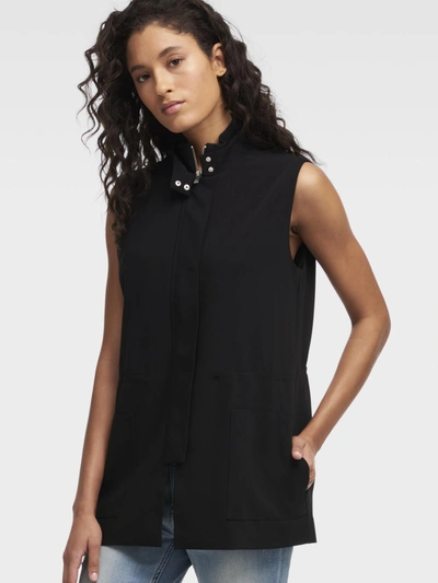 Shop Donna Karan Ribbed Collar Vest In Black