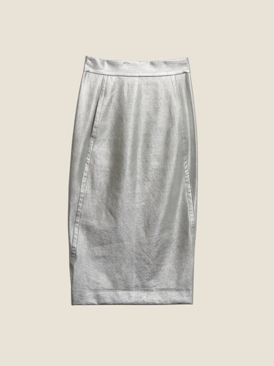 Shop Donna Karan Metallic Skirt In Silver
