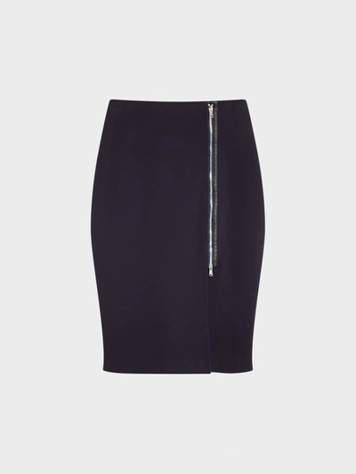 Shop Donna Karan Knit Skirt With Side Zip In Navy