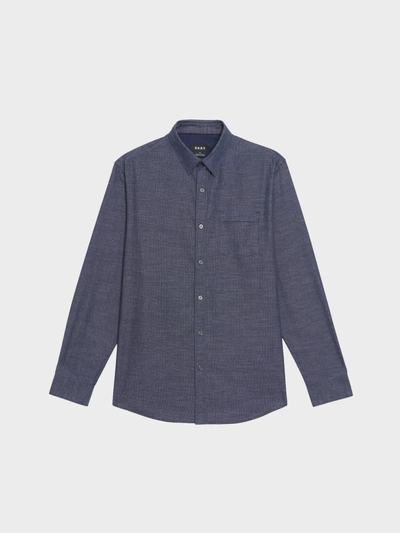 Shop Donna Karan Tonal Button Down Shirt In Blue