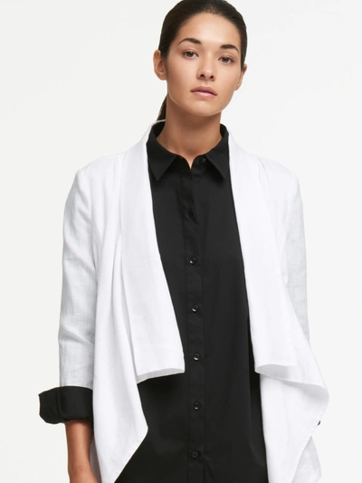 Shop Donna Karan Linen Draped Jacket In White