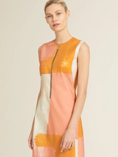 Shop Donna Karan Sateen Sleeveless Zip Front Dress In Pink