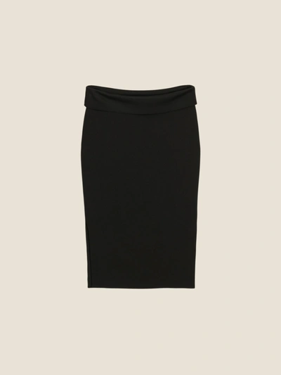 Shop Donna Karan Merino Wool Foldover Waist Pencil Skirt In Black