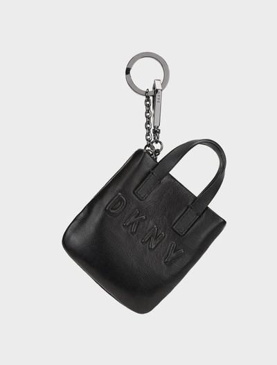 Shop Donna Karan Mini Tote Bag Charm In Black/brown