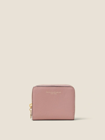 Shop Donna Karan Pebbled Leather Small Wallet In Rosewood