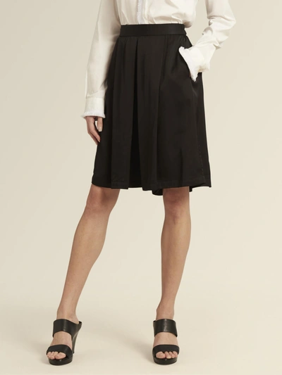 Shop Donna Karan Sateen Wide-leg Pull-on Short In Black