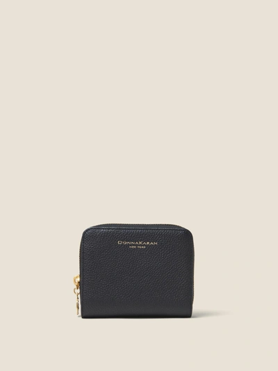 Shop Donna Karan Pebbled Leather Small Wallet In Black