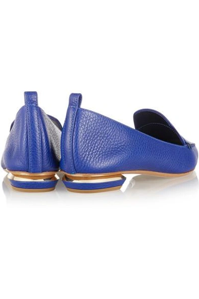 Shop Nicholas Kirkwood Textured-leather Point-toe Flats In Blue