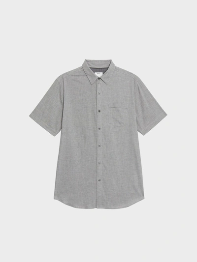 Shop Donna Karan Microcheck Short Sleeve Button Down Shirt In Dark Grey