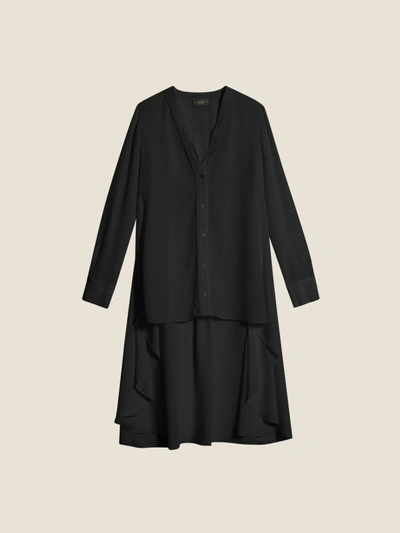 Shop Donna Karan Stretch Silk Button Down Tunic In Black