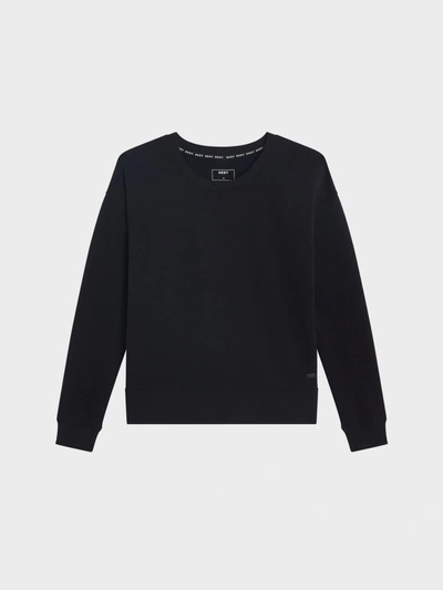 Shop Donna Karan Cropped Reflective Bar Sweatshirt In Black