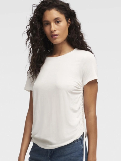 Shop Donna Karan Ruched Crew Neck T-shirt In White