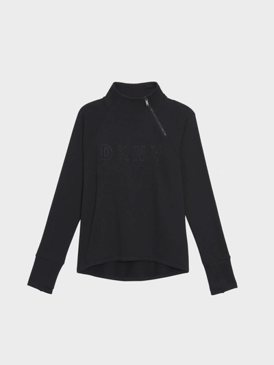 Shop Donna Karan Logo Zip Sweatshirt In Black