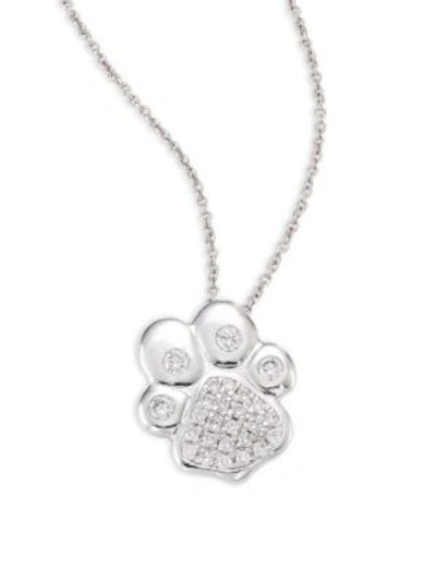 Shop Roberto Coin Paw Diamond & 18k White Gold Pendant Necklace