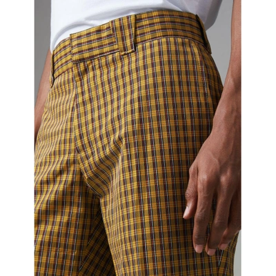 Shop Burberry Check Washed Cotton Trousers In Bright Saffron Yellow