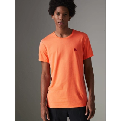 Shop Burberry Cotton Jersey T-shirt In Bright Orange