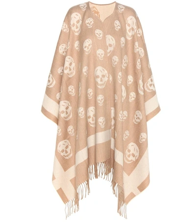 Shop Alexander Mcqueen Wool And Cashmere Cape In Brown